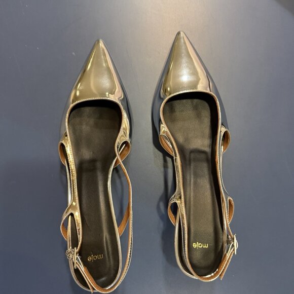 Maje Metallic Slingback Heels - Picture 2 of 3